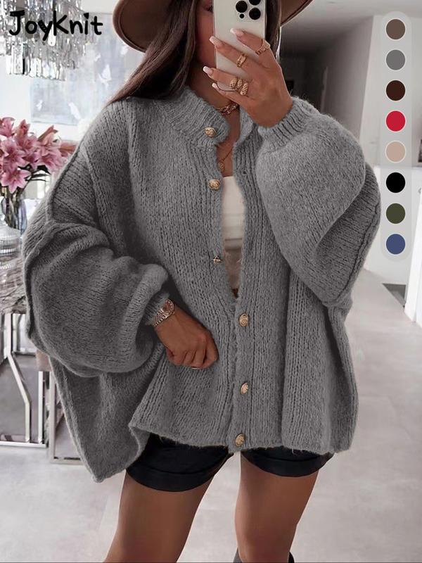 Comfortable Button-up Cardigan with Long Sleeves
