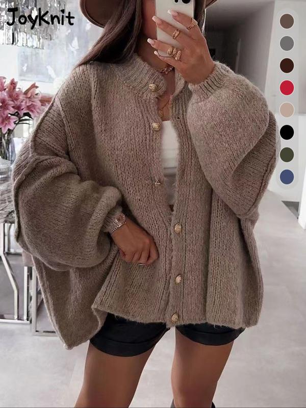 Comfortable Button-up Cardigan with Long Sleeves